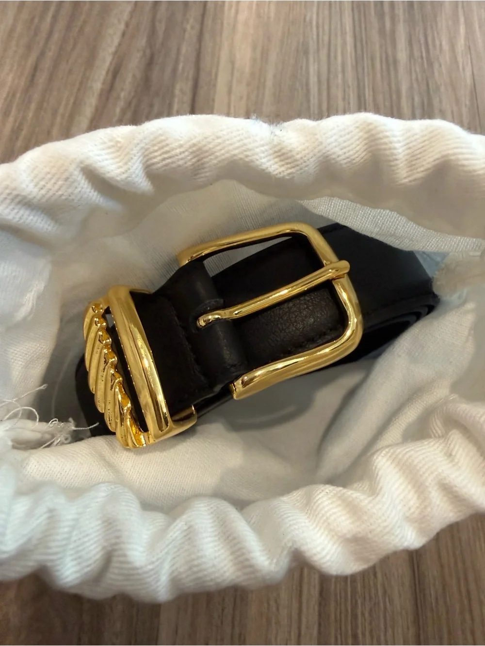 AUREUM No. 3 French Rope Belt Black Leather Size M/L